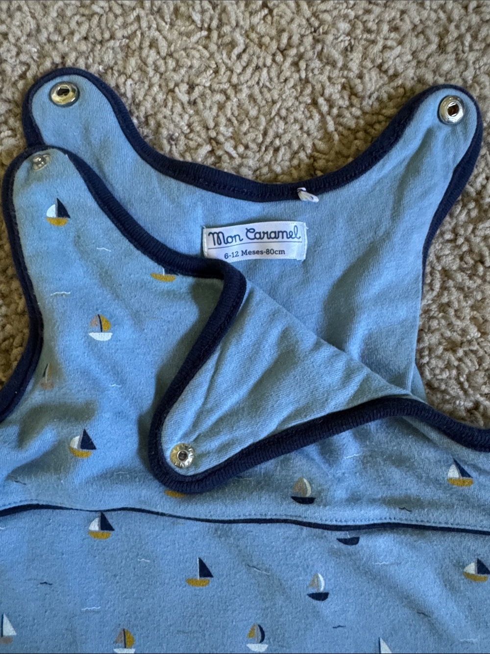 baby sleep sack Mon Caramel Light Blue & Navy Sailboat